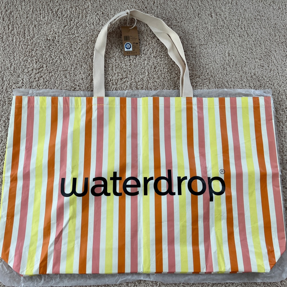 NWT- Waterdrop, Extra Large, Striped Tote Bag- 100% Recycled PET and Polyester